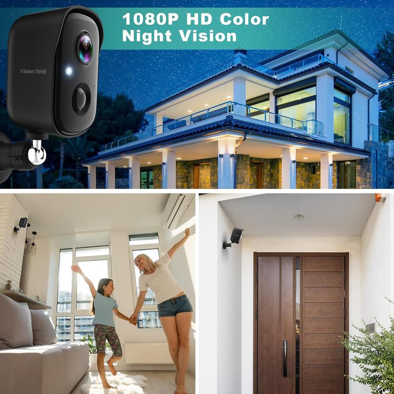 VisionWell 6S 2.4G WiFi Wireless Security Camera for Home outdoor with 1080p HD WiFi Spotlight, AI Siren Color Night Vision 2-Way Talk and SD Cloud Storage