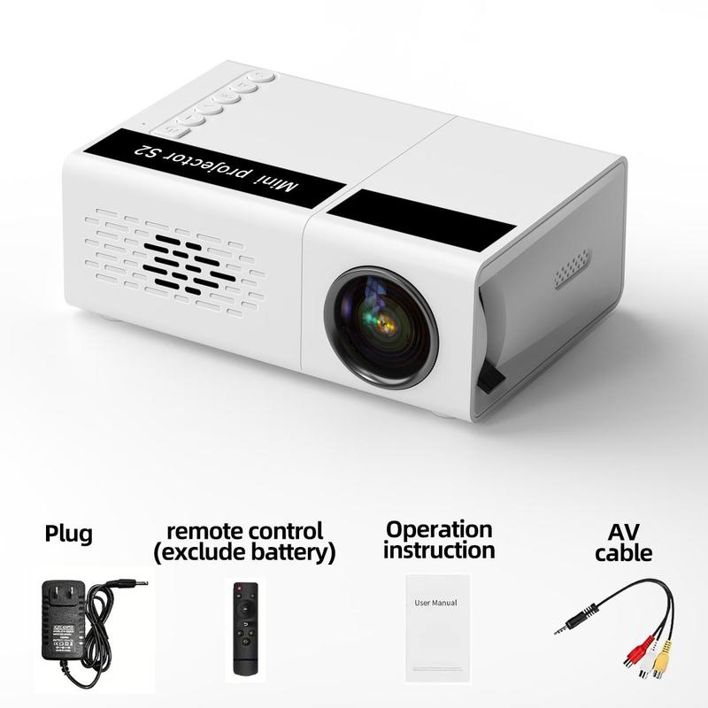 Portable Mini LED Portable Projector, 1 Count 1080P HD LCD Projector, Home Theater TV Projector Compatible with USB HDTV AV, Portable Projector Lamp, Suitable for Outdoor Office Living Room