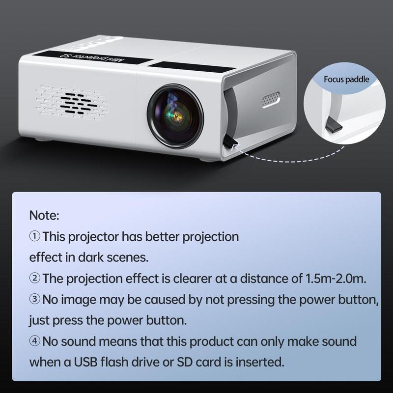 Portable Mini LED Portable Projector, 1 Count 1080P HD LCD Projector, Home Theater TV Projector Compatible with USB HDTV AV, Portable Projector Lamp, Suitable for Outdoor Office Living Room