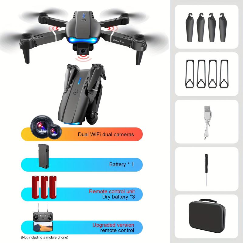 E99 Foldable SD Camera Drone - WiFi FPV, Dual SD, Altitude Hold, Remote Control, Beginner-Friendly - Perfect Gift for Teenagers, Men, Indoor and Outdoor Fun, Affordable UAV with Easy Operation