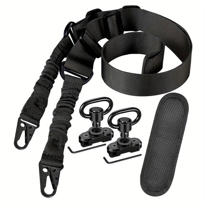 Two Point Traditional QD Sling Kit Extra Long Adjustable 2 Point Sling + 2 Pack 360° Rotation Black 1.25