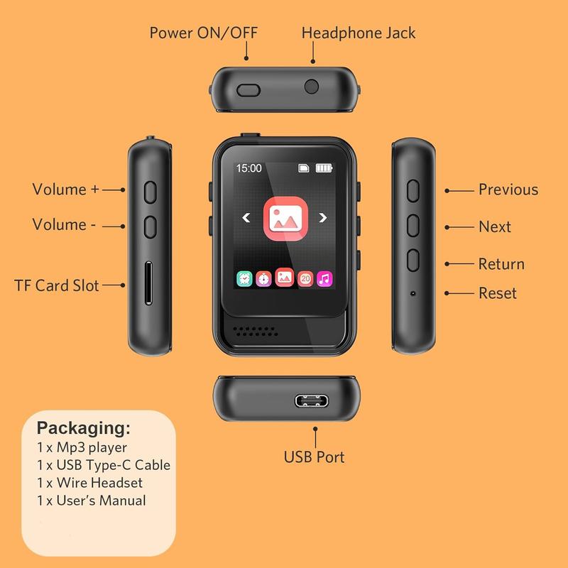 MP3 Player with Bluetooth,Portable Full Touchscreen Music Player with Speaker and Micro SD Card Slot,MP4 Player Audio Digital