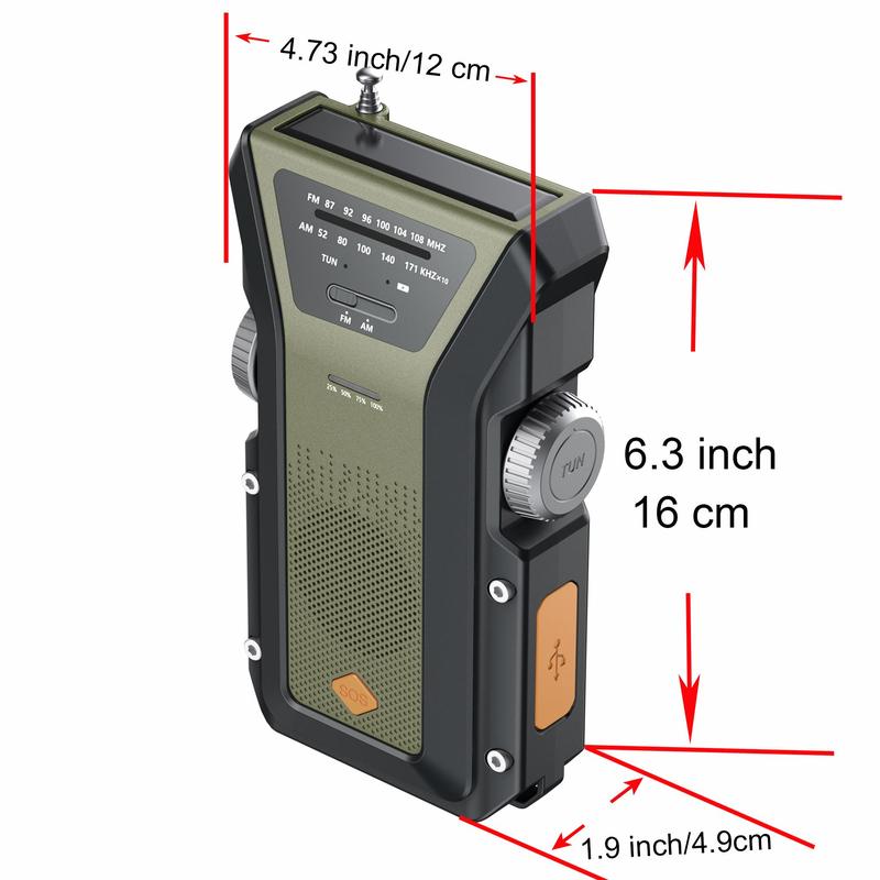 DAYKIT Portable Hand Crank Emergency Weather Radio with Flashlight, Multi-functional Radio with SOS Alarm & 4000mAh Power Bank Function for Home Outdoor