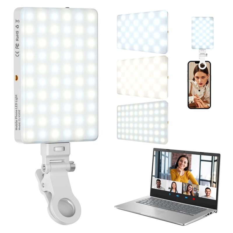 Portable Selfie Light with Clip, 1 Count USB Rechargeable High Power 60 LEDS Phone Fill Light with 3 Light Modes, Suitable for Cellphone, Camera, Laptop