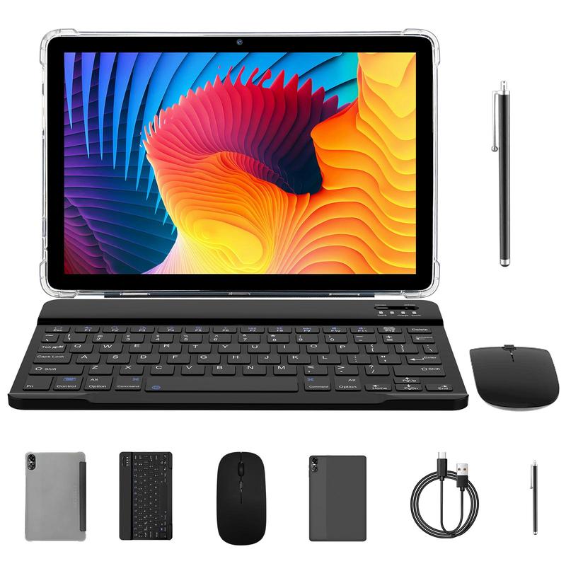 10.1 Inch Android Tablet Set, 8 Core Processor 4G Running Memory 64G Storage Tablet with Bluetooth-compatible Keyboard & Mouse Set, Phones & Electronics Products, Digital Products, Office Use, Stocking Fillers Gift