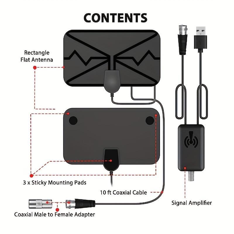 Digital Antenna For TV, Portable Indoor HD Antenna Support 4K 1080p For All Older Smart TV, 360 Degree Smart Signal Reception Booster