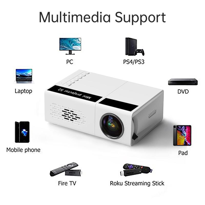 Portable Mini LED Portable Projector, 1 Count 1080P HD LCD Projector, Home Theater TV Projector Compatible with USB HDTV AV, Portable Projector Lamp, Suitable for Outdoor Office Living Room