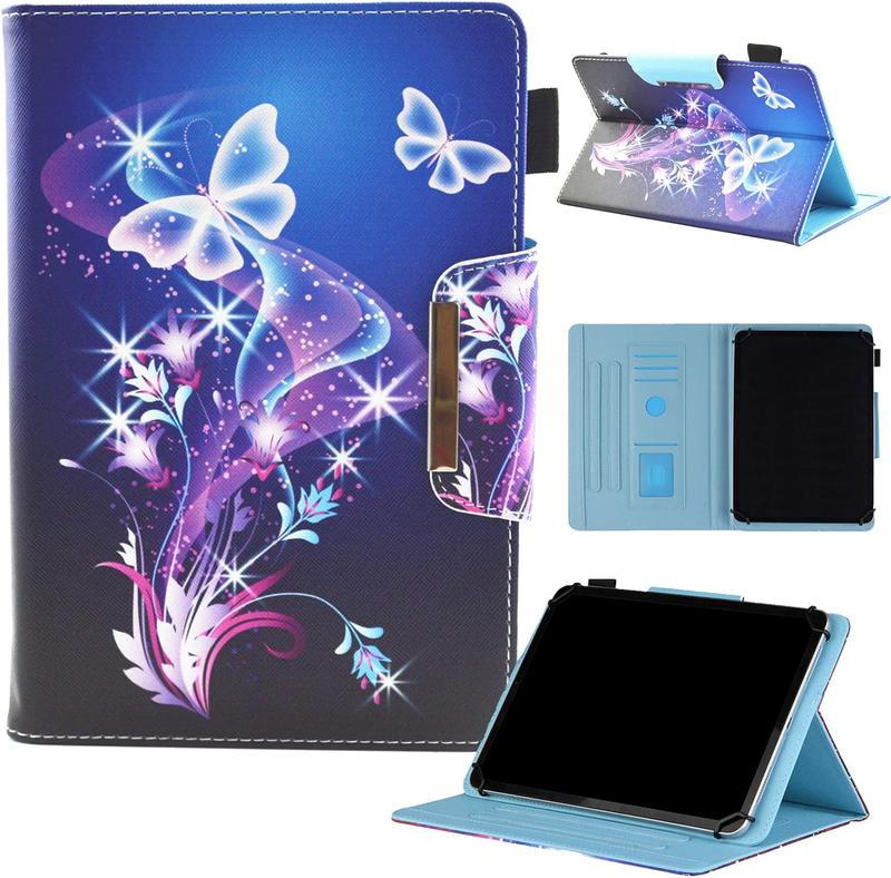 Universal 10 10.1 Inch Android Tablet Case,  PU Leather Stand Wallet Case Cover for 10 10.1 and All 9.5-10.5 Inch Tablet, Butterfly Flower