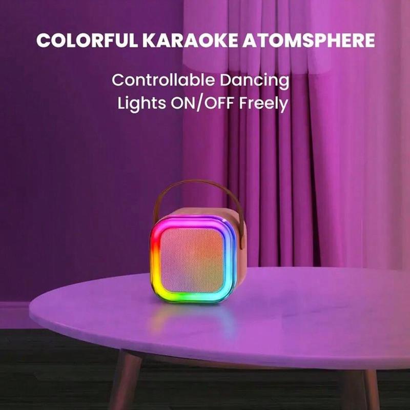 Portable Mini Wireless Speaker with 2 Wireless Microphones, Rechargeable RGB Light Speaker Set, HiFi Sound Home Karaoke Bluetooth-compatible Speaker Set for Home Party Birthday