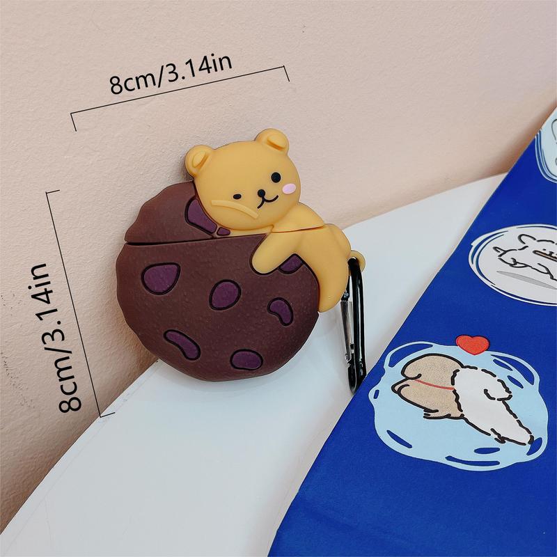 Creative Cartoon Cookie Bear Earphone Case, Silicone Decorative Earphone Protector Cover Compatible With iPhone Airpods