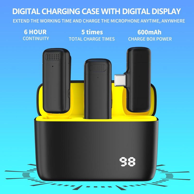 Wireless Microphone for IPhone, Android, IPad Lapel Microphone comes With Charging Case, can be Used for Real-Time Video Calls, Live Broadcasting and Recording Life