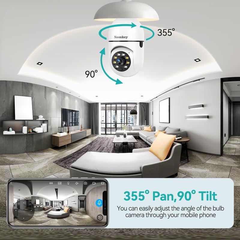 Light bulb camera,Bulb Security Camera 5 2.4Ghz- Indoor Outdoor Full Color Day Night Camera, Motion Detection, Sound & Light Alarm, Two-Way Audio, Home Yard Store,WiFi, Two-Way Audio, Easy Install Wireless Card Device Micro