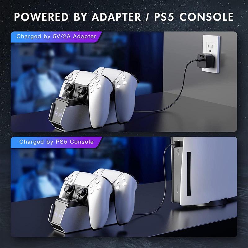 Controller Charger with Protective Chip LED Indicator, 2-Hour Fast & Safe Charging Charging Station for PS5 Controller