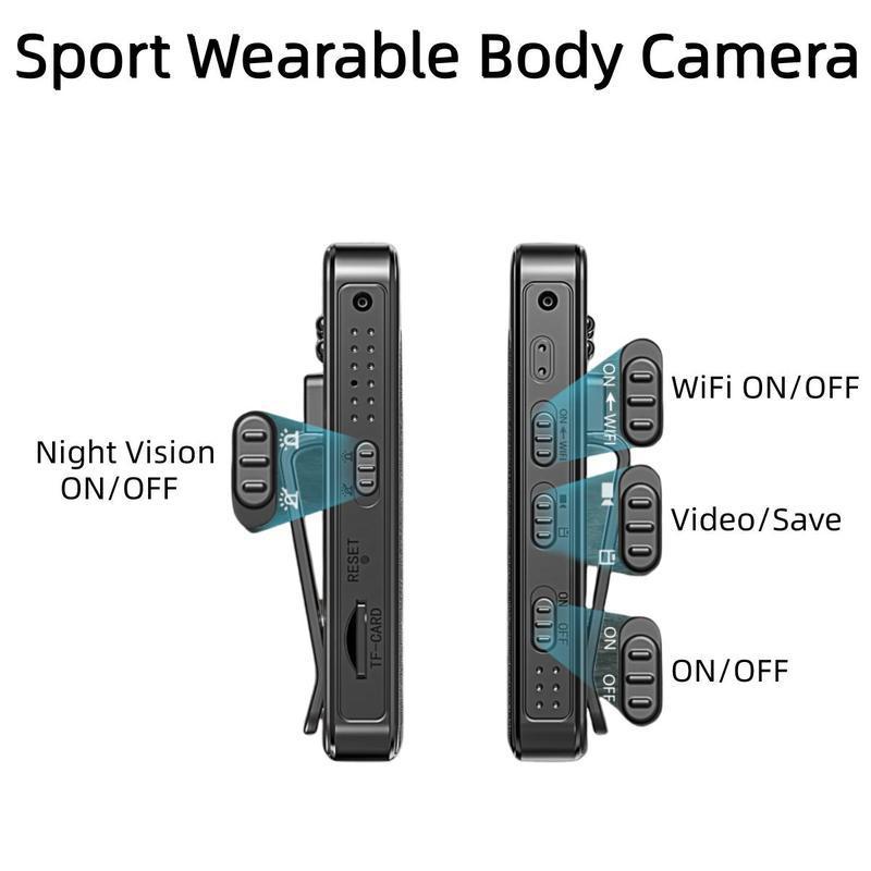 Portable Sports Camera, 1080P HD Outdoor Sports Camera, Wireless WiFi Portable Digital Camera with 180° Swivel Lens, Wearable Body Camera for Outdoor Sports