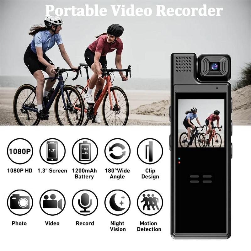 4K Wireless WiFi Action Camera, 1 Count USB Rechargeable Portable Body Camera with 180° Rotation Lens & 1.3'' LCD Color Screen, Wearable Sport DV with Motion-Detection & IR Night-Vision for Outdoor, Portable Camera