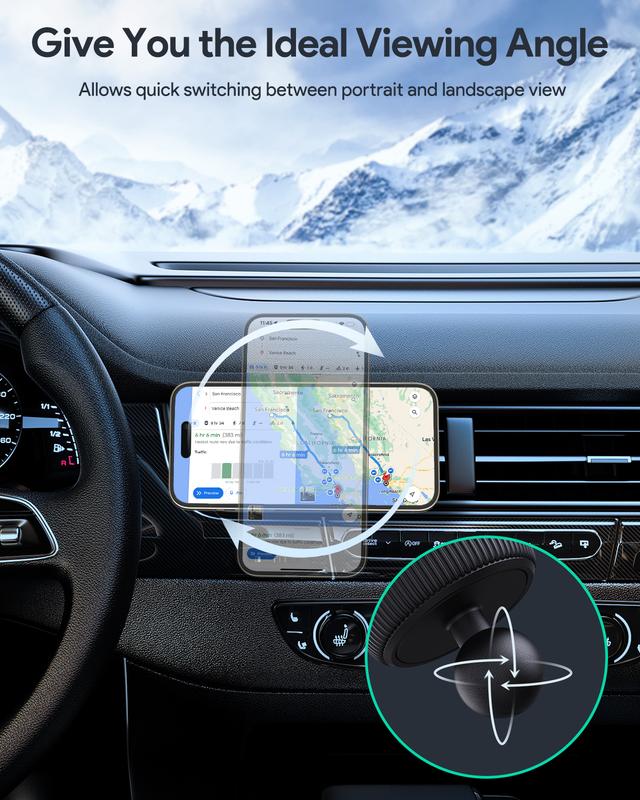 AUKEY HD-MC13 15W Qi2 Wireless Car Phone Mount Holder Magnetic Charging Phone Mount with Cooling System Accessories Smartphone Cellphone Stand