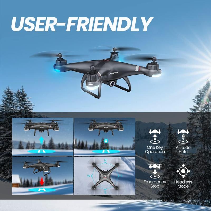 Holy Stone GPS Drone with 1080P HD Camera FPV Live Video, Quadcopter HS110G Upgraded Version, 2 Batteries, Altitude Hold, Follow Me and Auto Return, Easy to Use for Beginner Accessories Controller