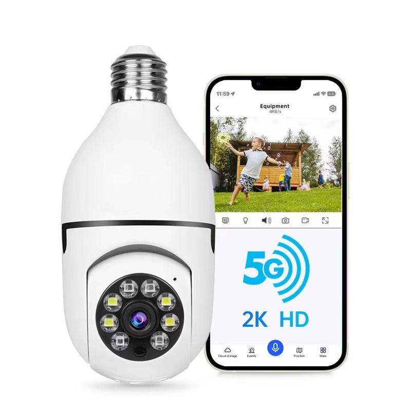 Light bulb camera,Bulb Security Camera 5 2.4Ghz- Indoor Outdoor Full Color Day Night Camera, Motion Detection, Sound & Light Alarm, Two-Way Audio, Home Yard Store,WiFi, Two-Way Audio, Easy Install Wireless Card Device Micro