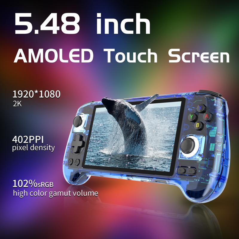 RG556Handheld Game Console Android 13, 5.48’’ AMOLED Touch Screen 1080*1920  DP and 5G WiFi Bluetooth HDMI  Output Six-Axis Gyroscope Sensor 5500mAh with over 42K Games