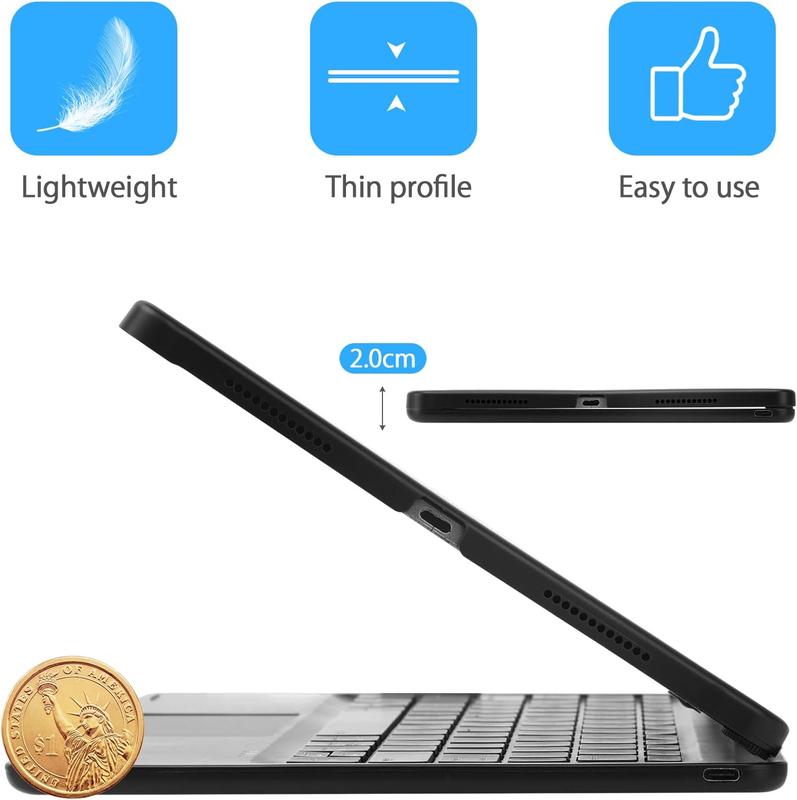 Wireless Bluetooth Touchpad Keyboard Cover for iPad 10th Gen, Smart Backlit Keyboard Case, Tablet Accessories, Multip Color Backlight Rotatable Screen