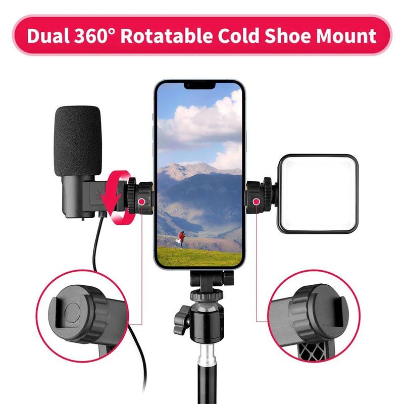 MINIFOCUS Universal Vertical & Horizontal Tripod Phone Holder Adapter, 360° Rotation & Tilt Adjustable Clamp, Smartphone Clamp Adapter for iPhone, Android