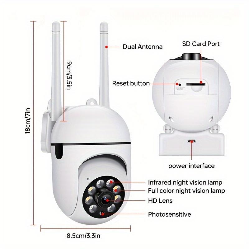 Wireless Security Camera, 360° Rotatable 2.4GHz & 5GHz Dual Band WiFi Camera, Infrared Night-Vision Camera for Home Security Monitoring