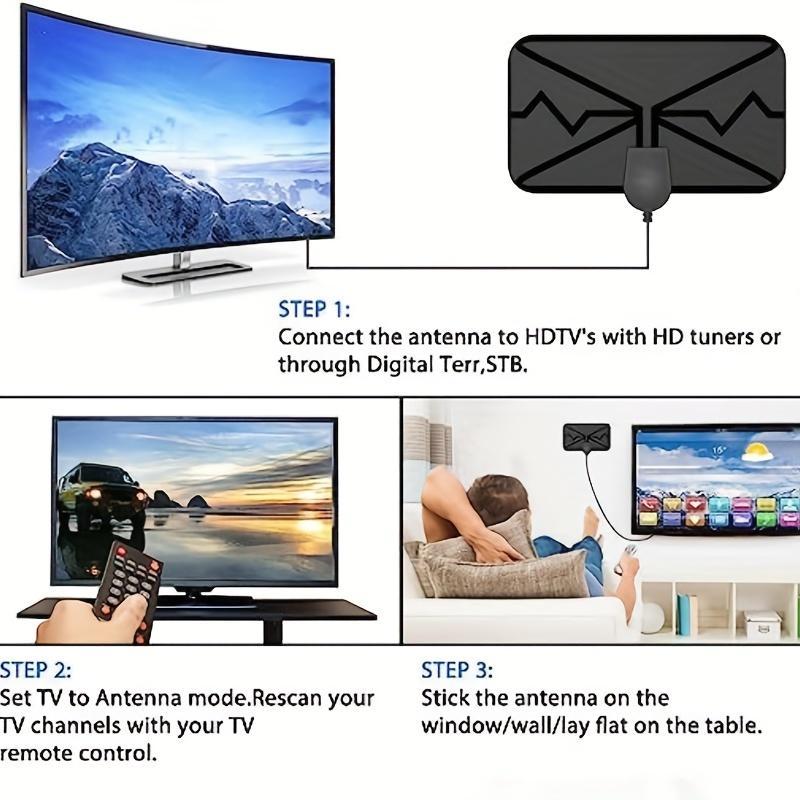 Digital Antenna For TV, Portable Indoor HD Antenna Support 4K 1080p For All Older Smart TV, 360 Degree Smart Signal Reception Booster