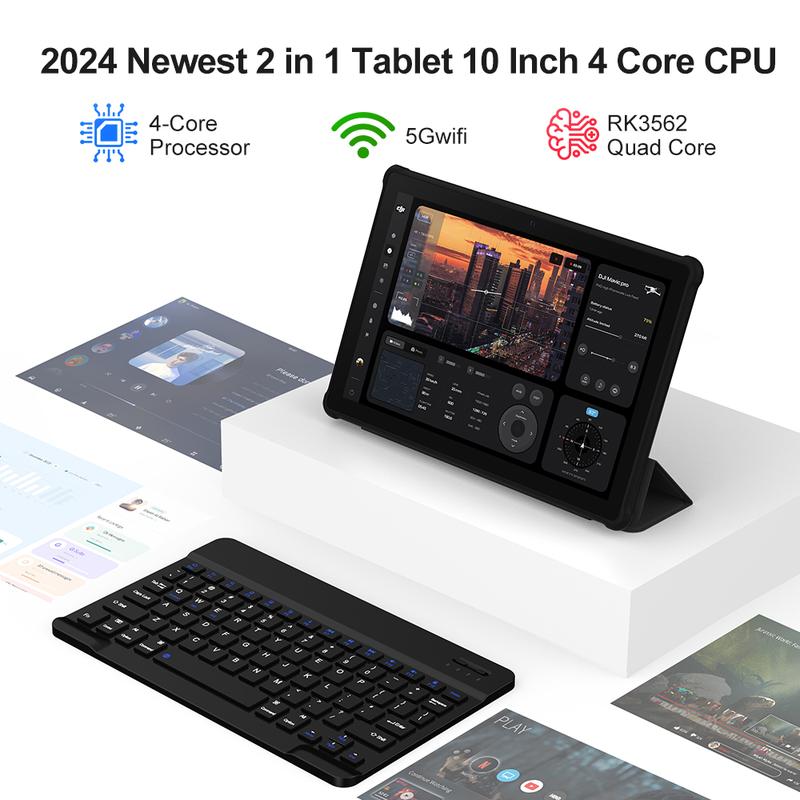 10-inch Android 14 tablet,7GB(3+4)RAM,64GB ROM,1TB TF expansion,5G dual-band WIFI6 tablet,2MP+8MP camera,with keyboard