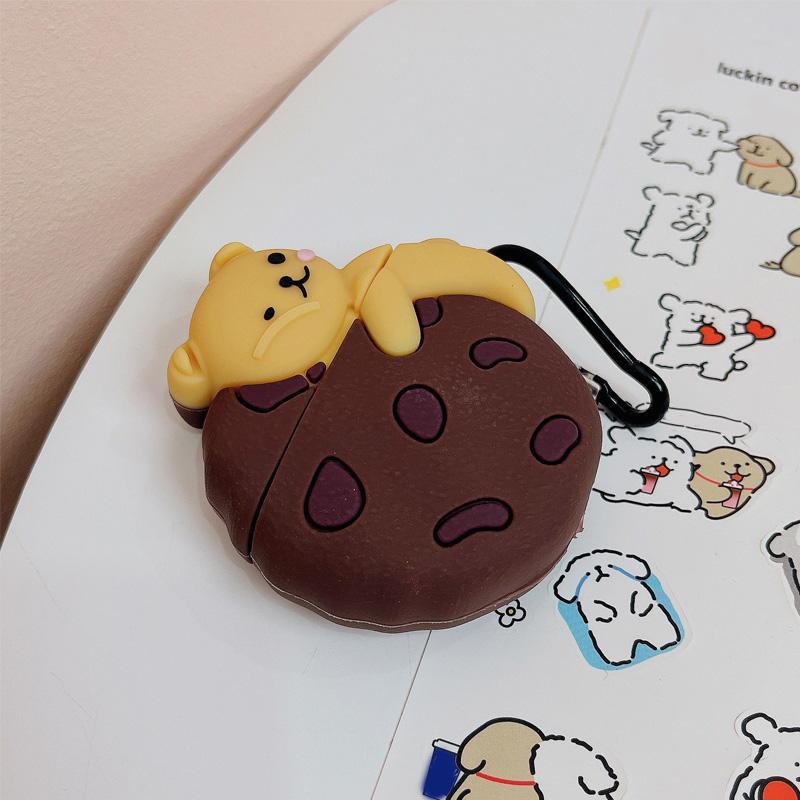 Creative Cartoon Cookie Bear Earphone Case, Silicone Decorative Earphone Protector Cover Compatible With iPhone Airpods