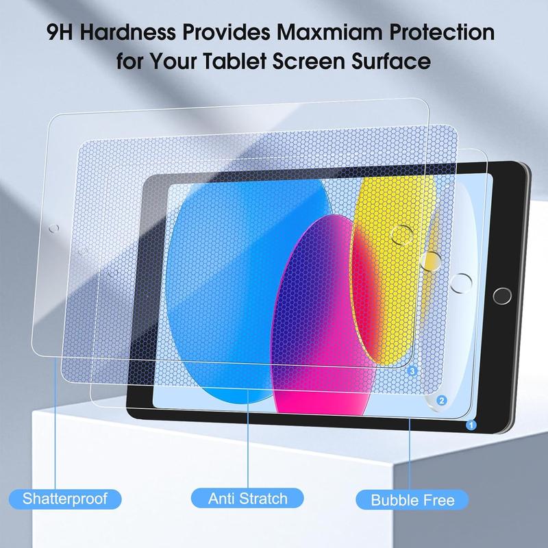 2 Pack Screen Protector for iPad 10th Generation (10.9 Inch 2022, Model A2696 A2757 A2777), Anti-Scratch 9H Hardness Tempered Glass Film