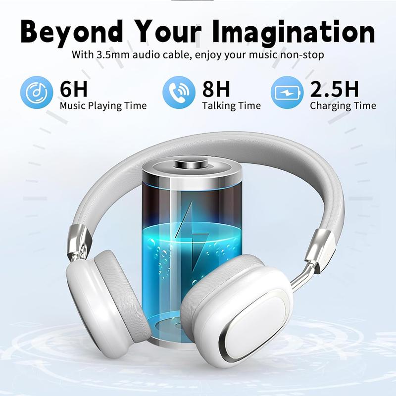 Wireless Bluetooth Headphones Over Ear, Lightweight HiFi Stereo Gaming Headset with Microphone Waterproof Foldable Bluetooth 5.3 Headphones for Travel, Computer Laptop for Long Wearing