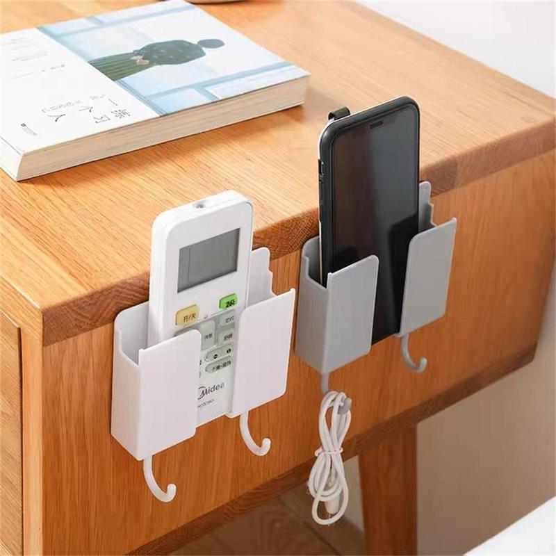 1 Count Wall Mount Phone Holder with Hook, Punch-free Self-adhesive Multipurpose Phone Storage Rack, Storage Organizers for Home Living Room Bedroom Office