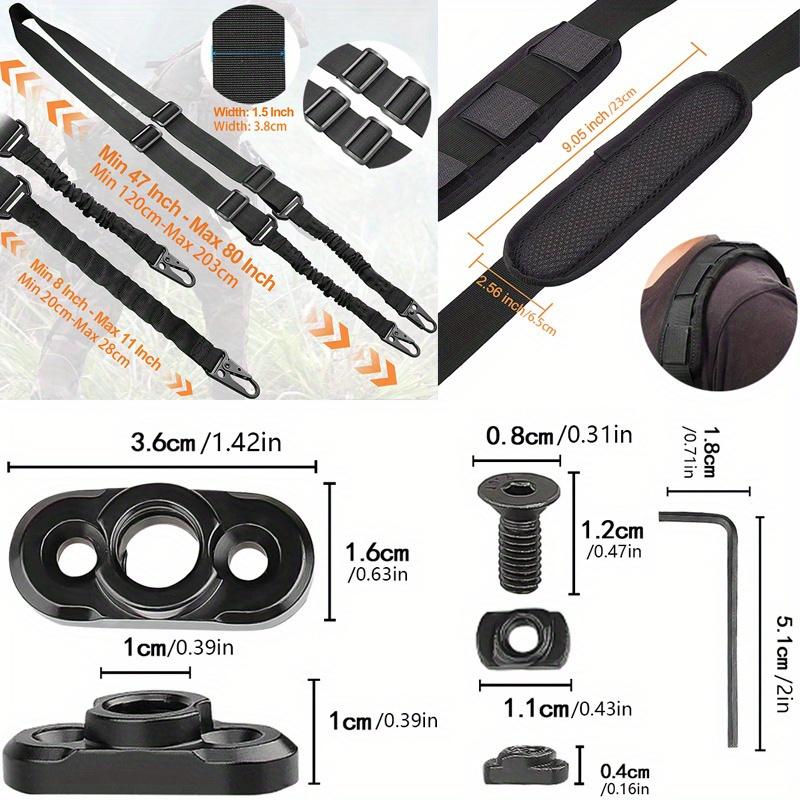 Two Point Traditional QD Sling Kit Extra Long Adjustable 2 Point Sling + 2 Pack 360° Rotation Black 1.25