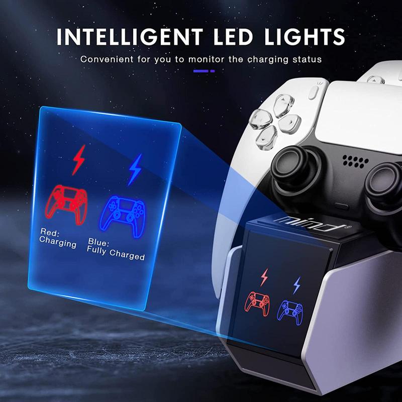 Controller Charger with Protective Chip LED Indicator, 2-Hour Fast & Safe Charging Charging Station for PS5 Controller