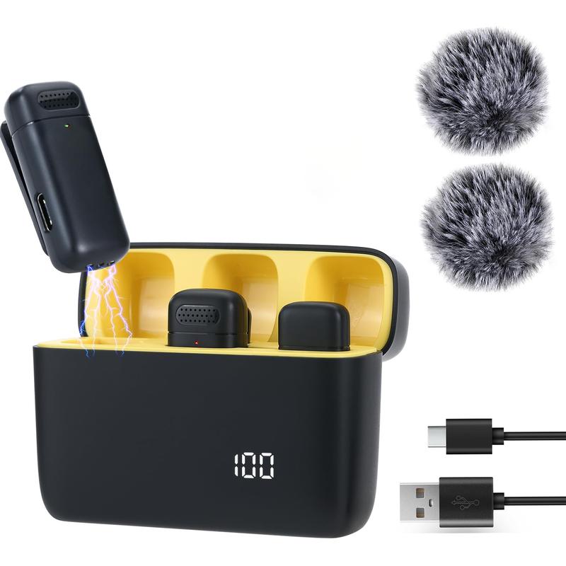 Wireless Microphone for IPhone, Android, IPad Lapel Microphone comes With Charging Case, can be Used for Real-Time Video Calls, Live Broadcasting and Recording Life