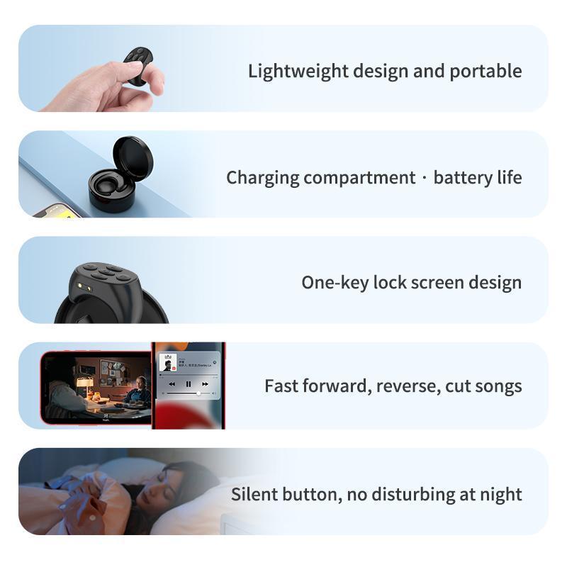 Multifunctional Scrolling Ring for Mobile Phone, 1 Count Portable Mini Page Turner with Charging Case, Phone Accessories for Controlling Songs, Volume Control & More