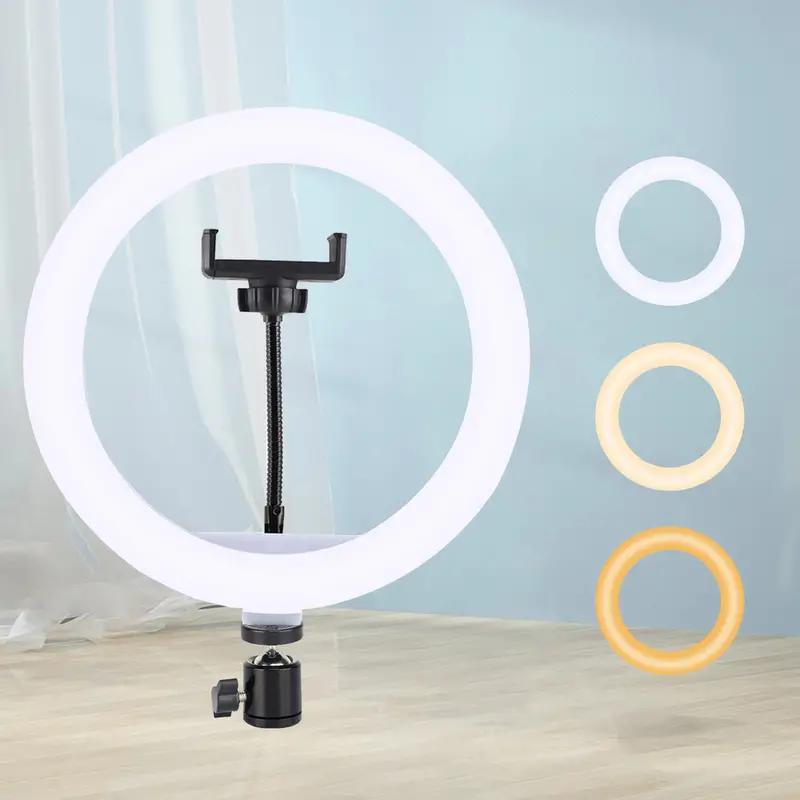 10inch  25.4cm Selfie Ring Light with Tripod Stand, 130cm Tall & Phone Holder, 3 Color Modes, Stepless Dimmable  Speed LED Ring Light for Android