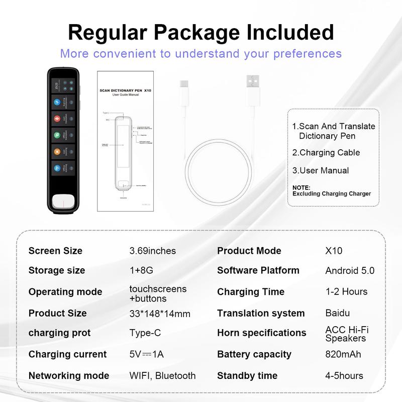 Translation Pen, 3.76Inch HD Screen Translation Pen (12-language Translate without Internet & 143-language Translate with Internet), Learning Device, Christmas Gift, Digital Products, Christmas 2024