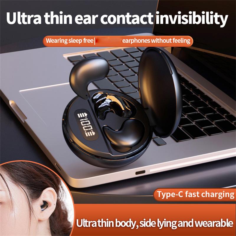 Comfortable Sleep  Side Lying Bluetooth Sleep  True Wireless Mini  Stereo Clear Call IPX5 Waterproof Invisible Minimum  Black Audio Headphones  Noise Earbud Electronic