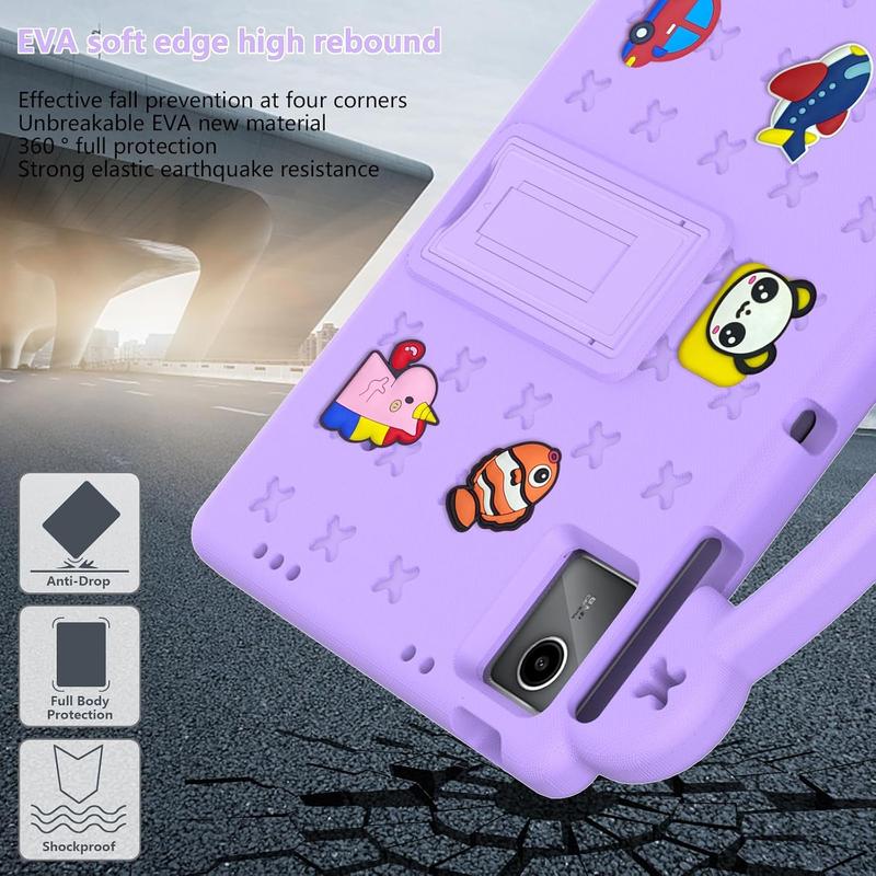 for  Tab M11 Case 11 inch (TB330FU TB330XU),  EVA Shockproof Cover for  M11 Tablet Case, with Stand Handle Cartoon Figures, Purple