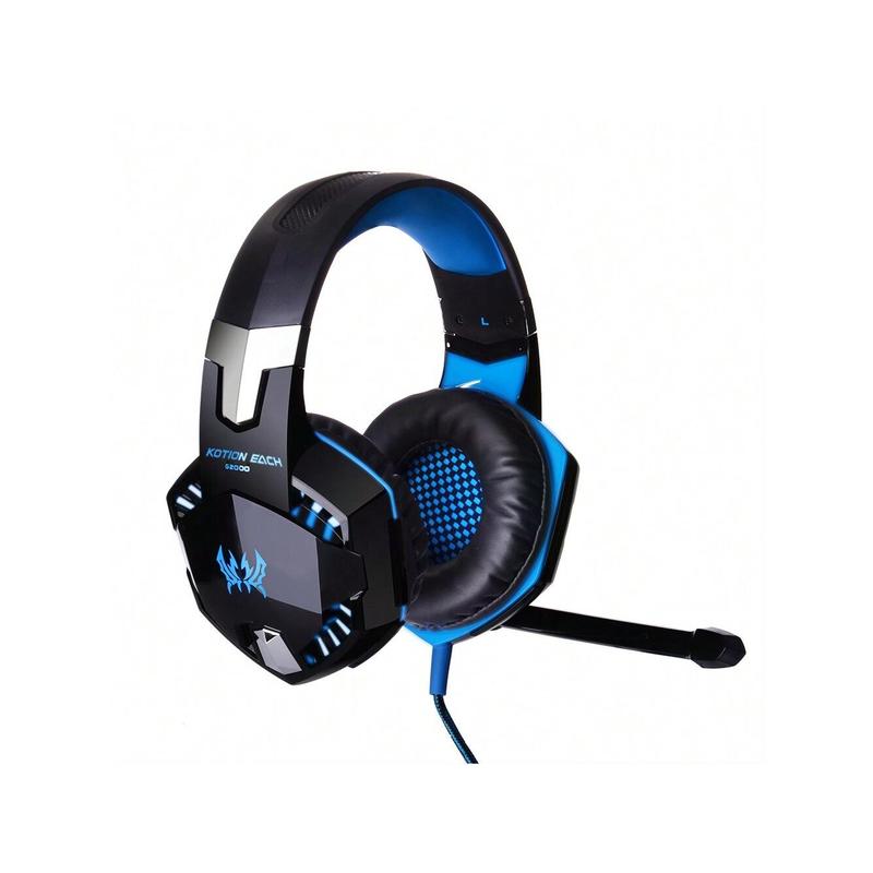 G2000 Blue Gaming Headset, Surround Stereo Gaming Headphones With Noise Cancelling Mic, LED Lights & Soft Memory Earmuffs For PS5, PS4, PC Computer Games