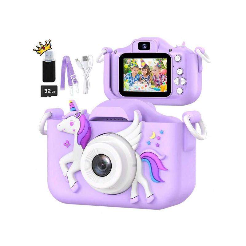 Children's Camera Toys For 3-12 Years Old Kids Boys Girls,HD Digital Video Camera With Protective Silicone Cover,Christmas Birthday Gifts With 32GB SD Card