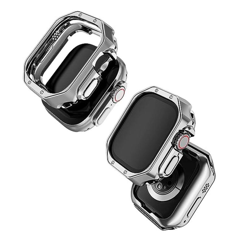 Adjustable Stainless Steel Watch Band & TPU Protective Case Set for Summer, 1 Pair PU Soft Material Anti-collision Watch Protective Case, Fashion Durable Wearable Watch Protective Case for Apple Watch Series 9  8 7 6 5 4 3 2 1, Smart Wearable Accessories