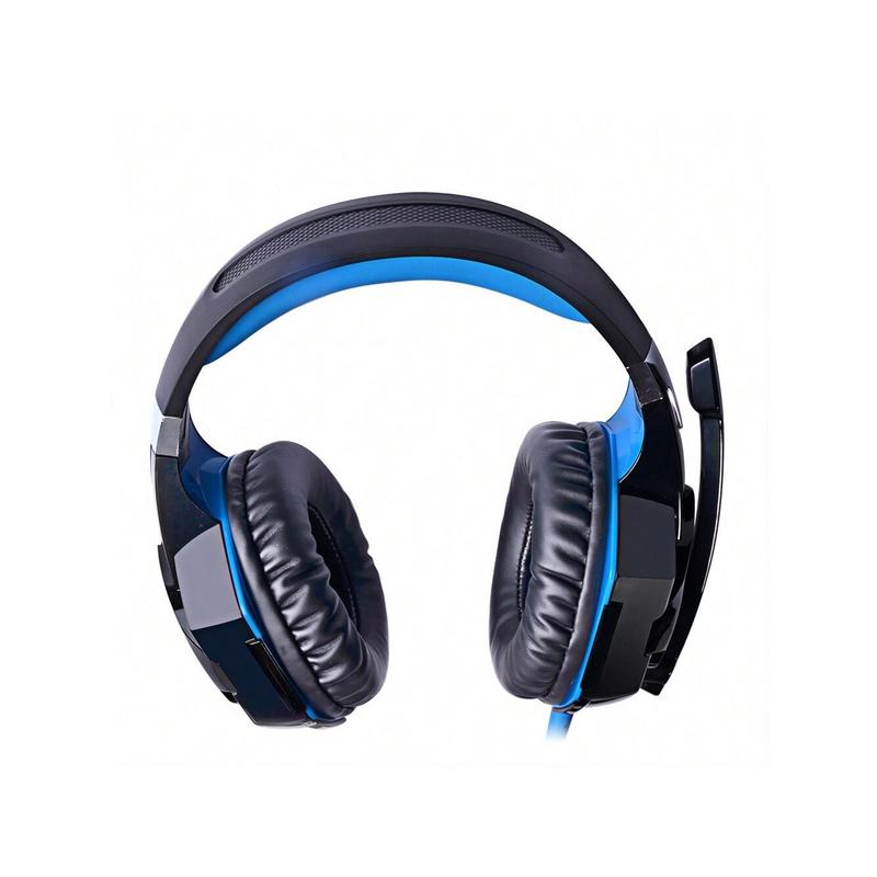 G2000 Blue Gaming Headset, Surround Stereo Gaming Headphones With Noise Cancelling Mic, LED Lights & Soft Memory Earmuffs For PS5, PS4, PC Computer Games