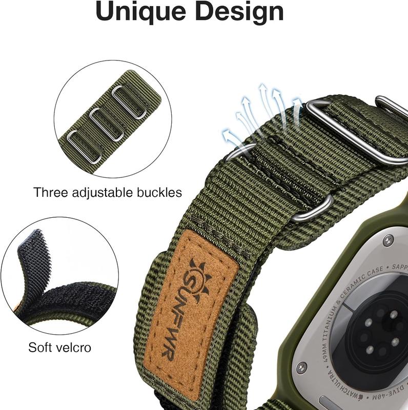 Apple Watch Bands - Compatible with Apple Watch 42mm 44mm 45mm 49mm, Nylon Anti-Odor Velcro Strap with Anti-Drop and Scratch-Resistant Case, Fits iWatch Series 9 8 7 6 5 4 SE - Wearable Accessories with Sport Protection and Durable Leather Cover.