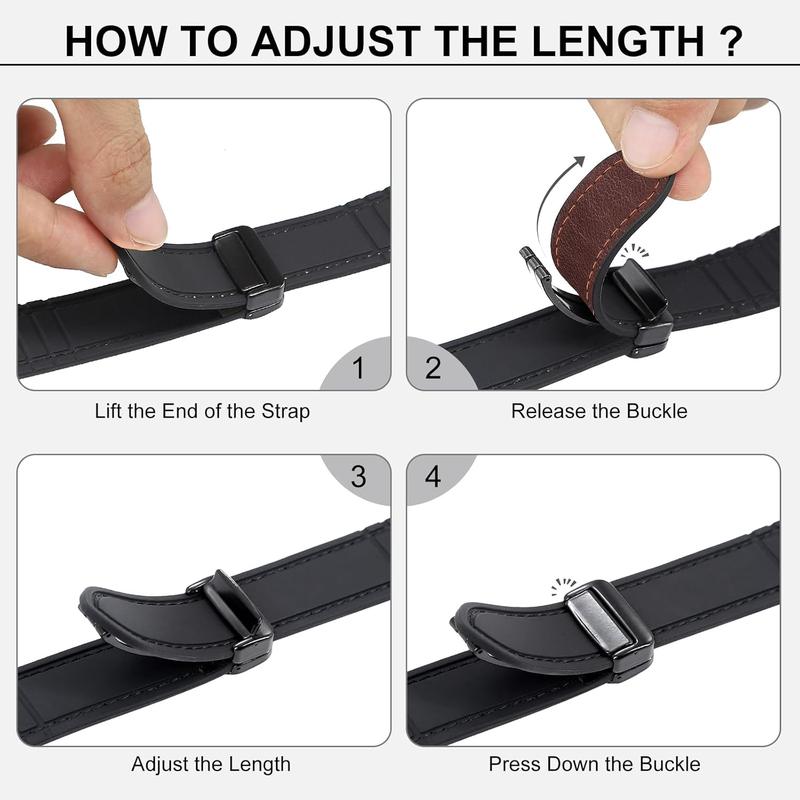 Leather Watch Band Compatible with Apple Watch Band 49mm 46mm 45mm 44mm 42mm, Genuine Leather with Mnetic Buckle Strap Compatible with Apple Watch Ultra 2 10 9 8 7 6 5 4 3 2 1