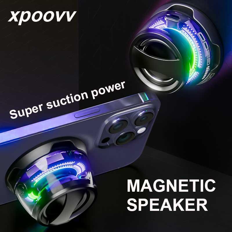 Portable Wireless Speaker, USB Rechargeable Magnetic Mini Speaker with RGB Atmosphere Light, Wireless Bluetooth-compatible Speaker for Home & Outdoor