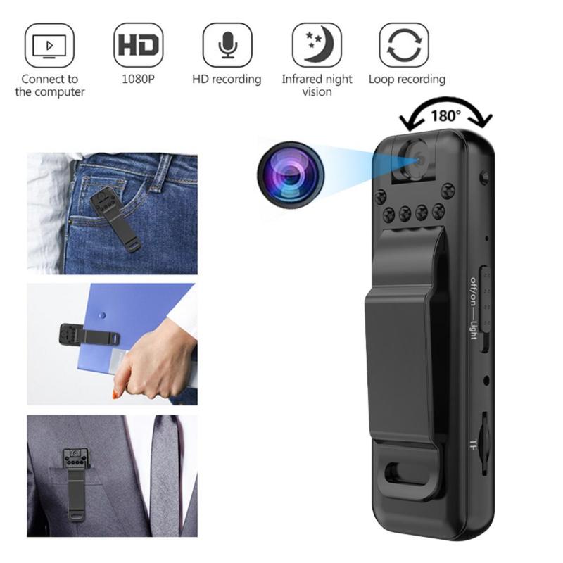 1080P USB Rechargeable Body Camera, Portable Action Camera with IR Night Vision & 180° Rotatable Lens, Wearable Sports Camera for Outdoor, Vlog Digital Recorder