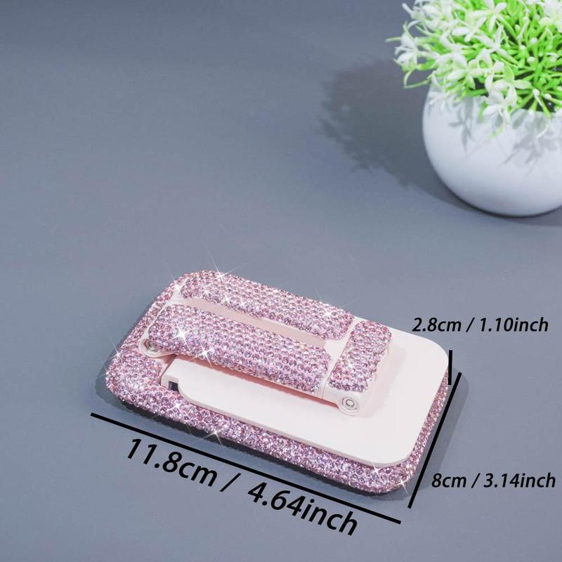 Rhinestone Decor Phone Holder with Small Mirror, Adjustable Phone Stand, Phone Holder for Home Office Desk