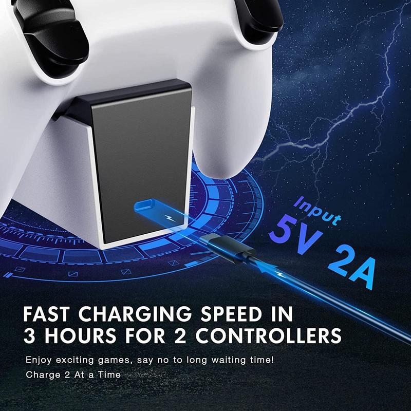 Controller Charger with Protective Chip LED Indicator, 2-Hour Fast & Safe Charging Charging Station for PS5 Controller